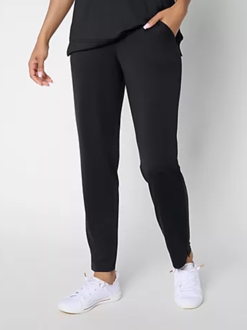 Denim & Co. Active Regular Cool to the Touch Ankle Pants, Black Sz L a725321